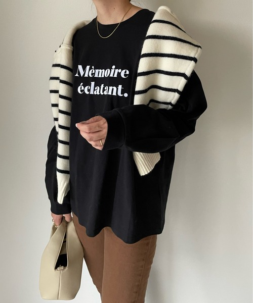 y/m by misato(イムバイミサト)の「Memoire eclatant. ロンT(Tシャツ/カットソー・レディース・ブラック/オフホワイト・FREE)」の6枚目の写真