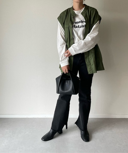 y/m by misato(イムバイミサト)の「Memoire eclatant. ロンT(Tシャツ/カットソー・レディース・ブラック/オフホワイト・FREE)」の11枚目の写真
