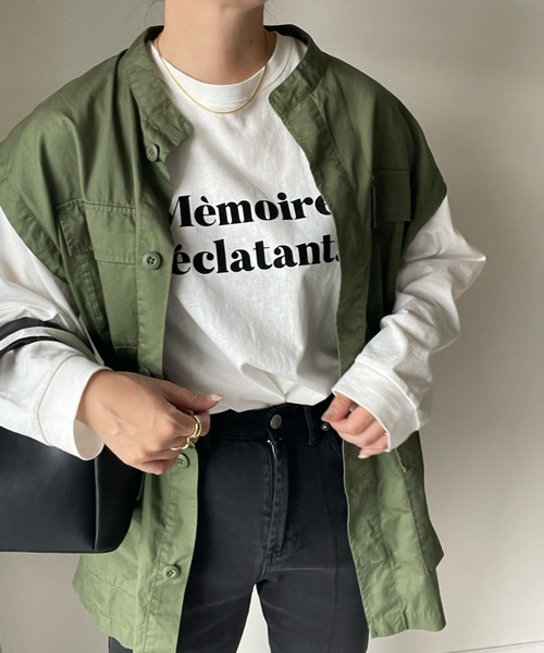 y/m by misato(イムバイミサト)の「Memoire eclatant. ロンT(Tシャツ/カットソー・レディース・ブラック/オフホワイト・FREE)」の7枚目の写真