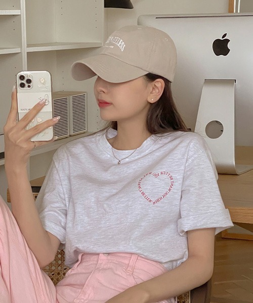 SONA（ソナ）の「SONYUNARA ハートレタリングコットンTシャツ（Tシャツ/カットソー・レディース・ライトグレー/クリーム・FREE）」の3枚目の写真
