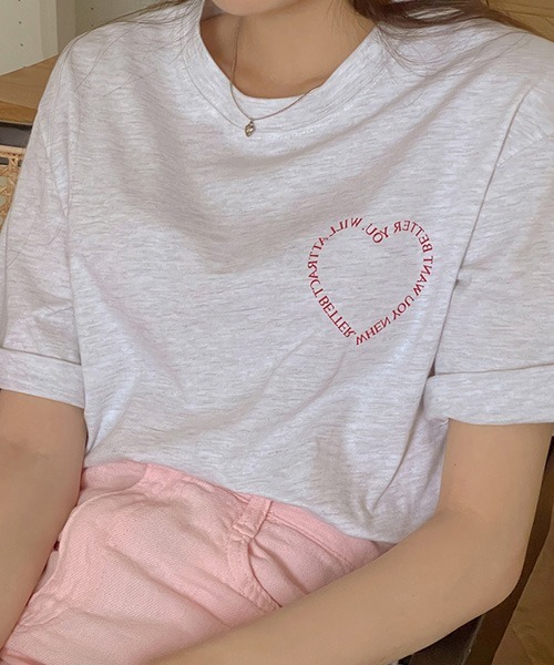 SONA（ソナ）の「SONYUNARA ハートレタリングコットンTシャツ（Tシャツ/カットソー・レディース・ライトグレー/クリーム・FREE）」の6枚目の写真