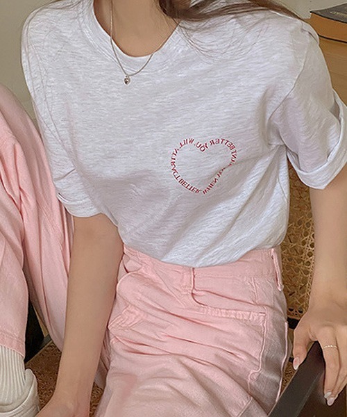 SONA（ソナ）の「SONYUNARA ハートレタリングコットンTシャツ（Tシャツ/カットソー・レディース・ライトグレー/クリーム・FREE）」の12枚目の写真