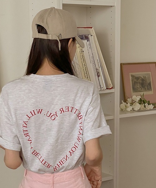 SONA（ソナ）の「SONYUNARA ハートレタリングコットンTシャツ（Tシャツ/カットソー・レディース・ライトグレー/クリーム・FREE）」の18枚目の写真