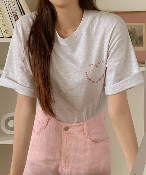 SONA（ソナ）の「SONYUNARA ハートレタリングコットンTシャツ（Tシャツ/カットソー・レディース・ライトグレー/クリーム・FREE）」の8枚目の写真