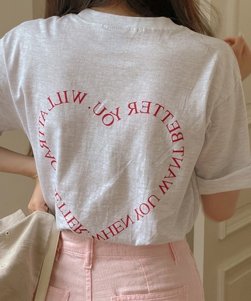 SONA（ソナ）の「SONYUNARA ハートレタリングコットンTシャツ（Tシャツ/カットソー・レディース・ライトグレー/クリーム・FREE）」の9枚目の写真