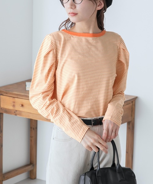 BONLECILL（ボンルシール）の「2way パフスリーブミニボーダーリンガー