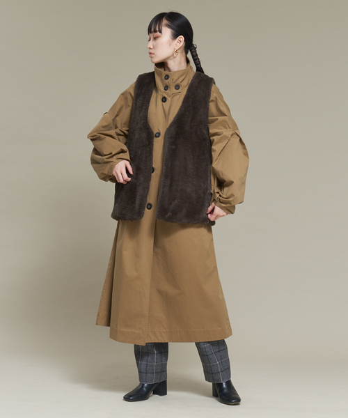 NOMINE（ノミネ）の「【2WAY】ファー×チェックリバーシブルベスト（ベスト・レディース・チャコールグレー/ブラウン・フリー）」の16枚目の写真