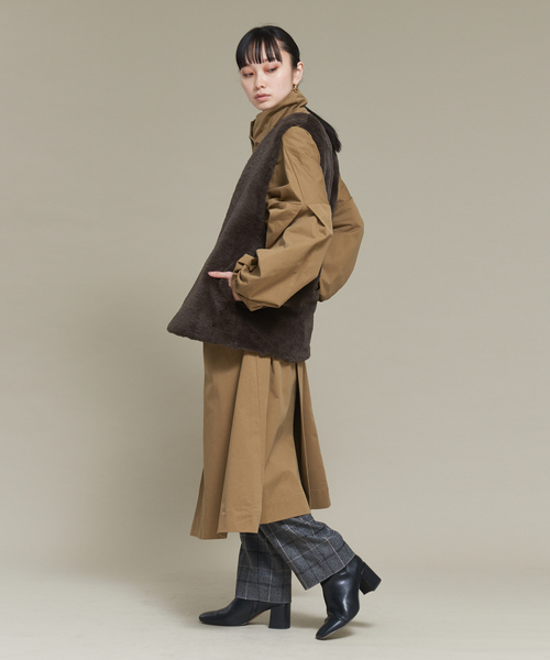 NOMINE（ノミネ）の「【2WAY】ファー×チェックリバーシブルベスト（ベスト・レディース・チャコールグレー/ブラウン・フリー）」の17枚目の写真