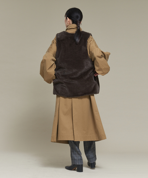 NOMINE（ノミネ）の「【2WAY】ファー×チェックリバーシブルベスト（ベスト・レディース・チャコールグレー/ブラウン・フリー）」の18枚目の写真