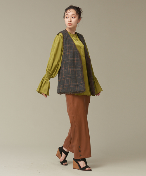 NOMINE（ノミネ）の「【2WAY】ファー×チェックリバーシブルベスト（ベスト・レディース・チャコールグレー/ブラウン・フリー）」の22枚目の写真