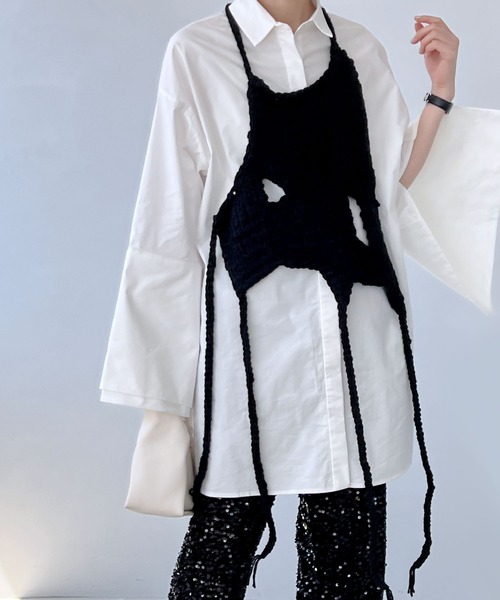 MAISON CHUCLLA（メゾンチュクラ）の「'日本製' ハンドメイド レイヤード ニット キャミベスト chwj22a07（ニット/セーター・レディース・ブラック・FREE）」の15枚目の写真