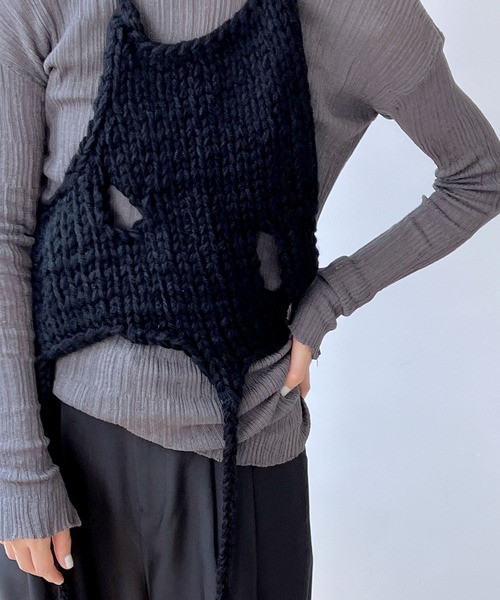 MAISON CHUCLLA（メゾンチュクラ）の「'日本製' ハンドメイド レイヤード ニット キャミベスト chwj22a07（ニット/セーター・レディース・ブラック・FREE）」の17枚目の写真