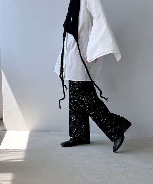 MAISON CHUCLLA（メゾンチュクラ）の「'日本製' ハンドメイド レイヤード ニット キャミベスト chwj22a07（ニット/セーター・レディース・ブラック・FREE）」の9枚目の写真