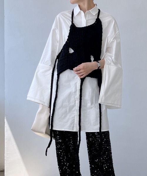 MAISON CHUCLLA（メゾンチュクラ）の「'日本製' ハンドメイド レイヤード ニット キャミベスト chwj22a07（ニット/セーター・レディース・ブラック・FREE）」の16枚目の写真