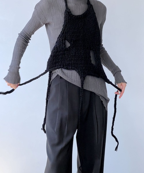 MAISON CHUCLLA（メゾンチュクラ）の「'日本製' ハンドメイド レイヤード ニット キャミベスト chwj22a07（ニット/セーター・レディース・ブラック・FREE）」の18枚目の写真