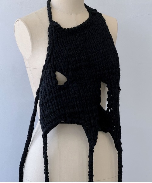 MAISON CHUCLLA（メゾンチュクラ）の「'日本製' ハンドメイド レイヤード ニット キャミベスト chwj22a07（ニット/セーター・レディース・ブラック・FREE）」の5枚目の写真