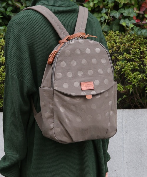 toleur（トーラ）の「【toleur】ナイロンドット×カウレザーリュック バックパック デイパック ※11777（バックパック/リュック・レディース・ブラック/オリーブ/カーキ/オレンジ/グレイッシュベージュ・FREE）」の3枚目の写真