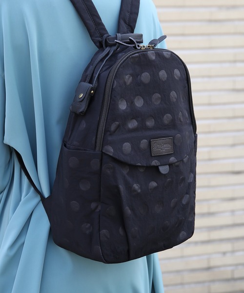 toleur（トーラ）の「【toleur】ナイロンドット×カウレザーリュック バックパック デイパック ※11777（バックパック/リュック・レディース・ブラック/オリーブ/カーキ/オレンジ/グレイッシュベージュ・FREE）」の2枚目の写真