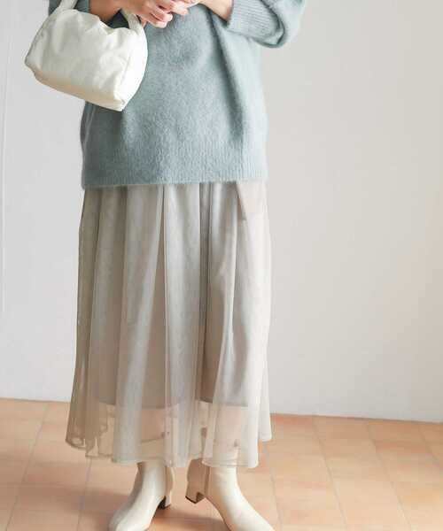 URBAN RESEARCH DOORS（アーバンリサーチドアーズ）の「チュールスカート（スカート・レディース・チャコールグレー/ライトグレー・MEDIUM）」の4枚目の写真