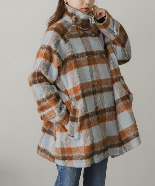 SENSE OF PLACE by URBAN RESEARCH（センスオブプレイスバイアーバンリサーチ）の「ウールライク2WAYステンカラーミドルコート（ステンカラーコート・レディース・ブラウン/グリーン/アイボリー/ブルー系その他/ブラック/ブラウン系その他・ONE）」の6枚目の写真