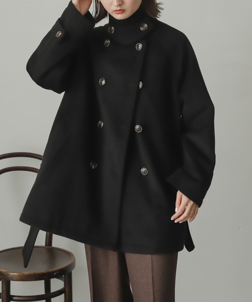 URBANRESEARCH  アーバンリサーチ   ウールステンカラーコート　黒 URBAN RESEARCH DOORS ステンカラーコート コート ウール