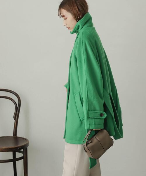 SENSE OF PLACE by URBAN RESEARCH（センスオブプレイスバイアーバンリサーチ）の「ウールライク2WAYステンカラーミドルコート（ステンカラーコート・レディース・ブラウン/グリーン/アイボリー/ブルー系その他/ブラック/ブラウン系その他・ONE）」の10枚目の写真