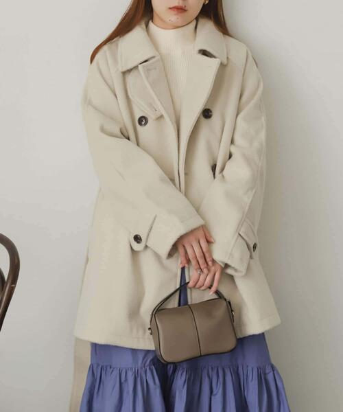 SENSE OF PLACE by URBAN RESEARCH（センスオブプレイスバイアーバンリサーチ）の「ウールライク2WAYステンカラーミドルコート（ステンカラーコート・レディース・ブラウン/グリーン/アイボリー/ブルー系その他/ブラック/ブラウン系その他・ONE）」の15枚目の写真