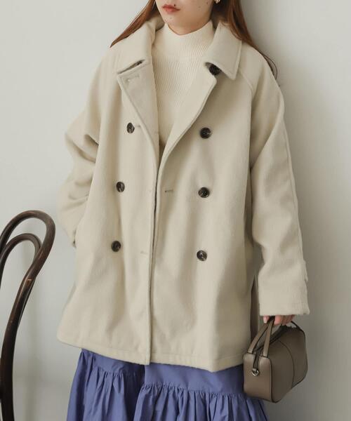 SENSE OF PLACE by URBAN RESEARCH（センスオブプレイスバイアーバンリサーチ）の「ウールライク2WAYステンカラーミドルコート（ステンカラーコート・レディース・ブラウン/グリーン/アイボリー/ブルー系その他/ブラック/ブラウン系その他・ONE）」の16枚目の写真