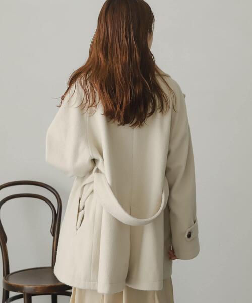 SENSE OF PLACE by URBAN RESEARCH（センスオブプレイスバイアーバンリサーチ）の「ウールライク2WAYステンカラーミドルコート（ステンカラーコート・レディース・ブラウン/グリーン/アイボリー/ブルー系その他/ブラック/ブラウン系その他・ONE）」の18枚目の写真