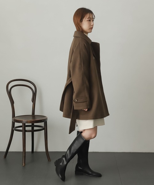 セール】ウールライク2WAYステンカラーミドルコート（ステン