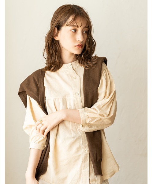 chocomee（チョコミー）の「button blouse/ボタンブラウス（シャツ/ブラウス・レディース・ベージュ/ブラウン・FREE）」の16枚目の写真