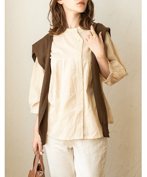 chocomee（チョコミー）の「button blouse/ボタンブラウス（シャツ/ブラウス・レディース・ベージュ/ブラウン・FREE）」の18枚目の写真