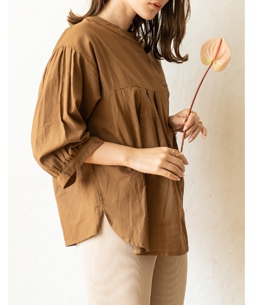chocomee（チョコミー）の「button blouse/ボタンブラウス（シャツ/ブラウス・レディース・ベージュ/ブラウン・FREE）」の4枚目の写真