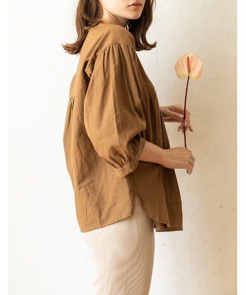 chocomee（チョコミー）の「button blouse/ボタンブラウス（シャツ/ブラウス・レディース・ベージュ/ブラウン・FREE）」の13枚目の写真