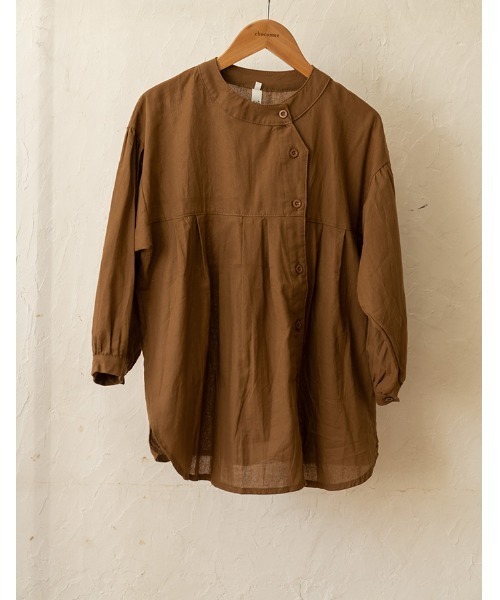 chocomee（チョコミー）の「button blouse/ボタンブラウス（シャツ/ブラウス・レディース・ベージュ/ブラウン・FREE）」の7枚目の写真