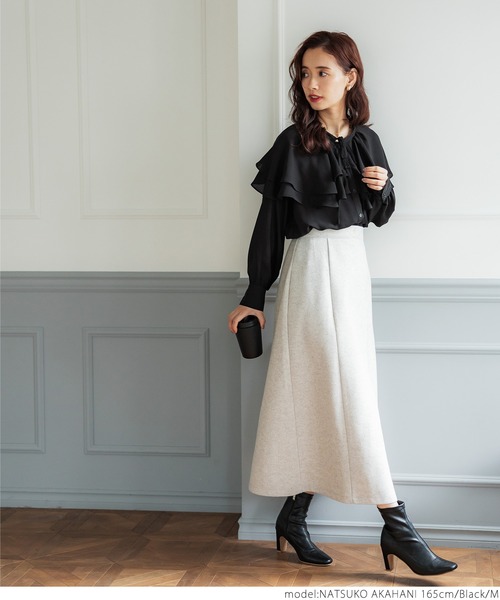 coca(coca)(コカ)の「ジョーゼットビッグカラーブラウス(シャツ/ブラウス・レディース・アイボリー/ブラック・M/L)」の11枚目の写真