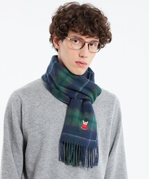 バッキンガムベア ウォッシャブルウールカシミヤ チェックマフラー