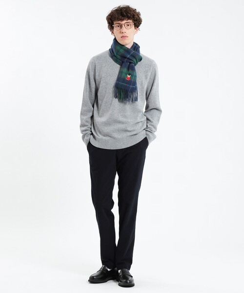 MACKINTOSH PHILOSOPHY（ﾏｯｷﾝﾄｯｼｭ ﾌｨﾛｿﾌｨｰ）の「バッキンガムベア ウォッシャブルウールカシミヤ チェックマフラー（ストール/ショール・メンズ・グリーン系その他5/ブルー系その他7・FREE）」の5枚目の写真