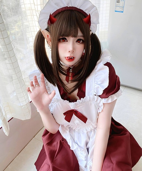 コスプレ リボン×フリル ミニスカメイド レディース