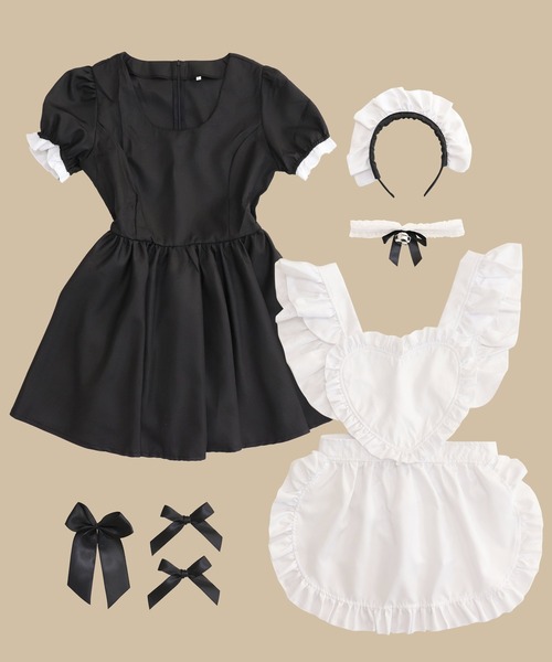 OSYAREVO（オシャレボ）の「コスプレ リボン×フリル ミニスカメイド レディース ホワイトデー 記念日（コスチューム/パーティーグッズ・レディース・ブラック/レッド・SMALL/MEDIUM/LARGE/X-LARGE/XX-LARGE）」の19枚目の写真