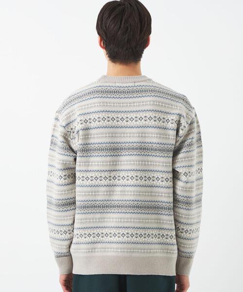 green label relaxing(グリーンレーベルリラクシング)の「フェアアイル ジャカード クルーネック ニット(ニット/セーター・メンズ・ライトグレー/ワインレッド/ロイヤルブルー・S/M/L/XL)」の6枚目の写真