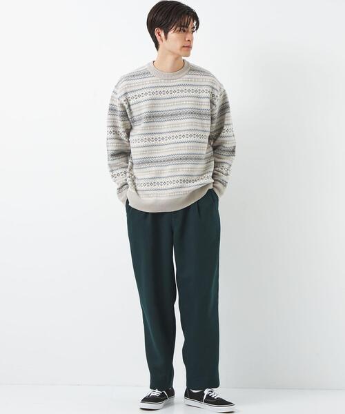 green label relaxing(グリーンレーベルリラクシング)の「フェアアイル ジャカード クルーネック ニット(ニット/セーター・メンズ・ライトグレー/ワインレッド/ロイヤルブルー・S/M/L/XL)」の9枚目の写真