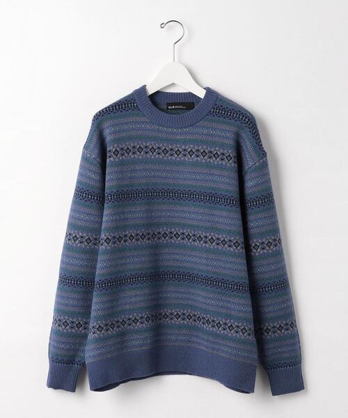 green label relaxing(グリーンレーベルリラクシング)の「フェアアイル ジャカード クルーネック ニット(ニット/セーター・メンズ・ライトグレー/ワインレッド/ロイヤルブルー・S/M/L/XL)」の10枚目の写真