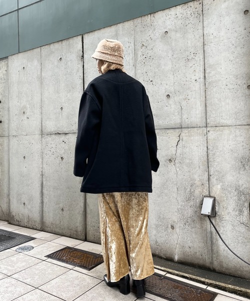 ♪美品DANTON ブラック ノーカラーコート 36♪ Danton（ダントン） ノーカラーコート 36 ブラック レディース