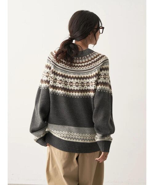 CRAFT STANDARD BOUTIQUE（クラフトスタンダードブティック）の「マルチカラー求心柄ニットプルオーバー　◆（ニット/セーター・レディース・ダークグレー/グリーン/レッド・FREE）」の8枚目の写真