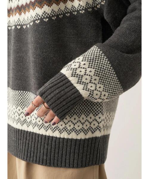 CRAFT STANDARD BOUTIQUE（クラフトスタンダードブティック）の「マルチカラー求心柄ニットプルオーバー　◆（ニット/セーター・レディース・ダークグレー/グリーン/レッド・FREE）」の10枚目の写真