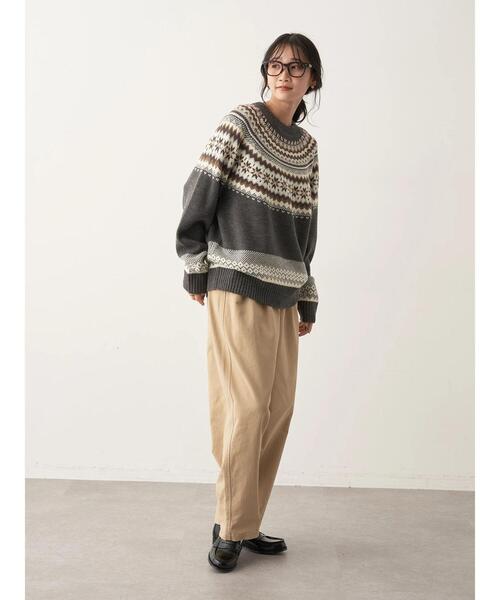 CRAFT STANDARD BOUTIQUE（クラフトスタンダードブティック）の「マルチカラー求心柄ニットプルオーバー　◆（ニット/セーター・レディース・ダークグレー/グリーン/レッド・FREE）」の12枚目の写真