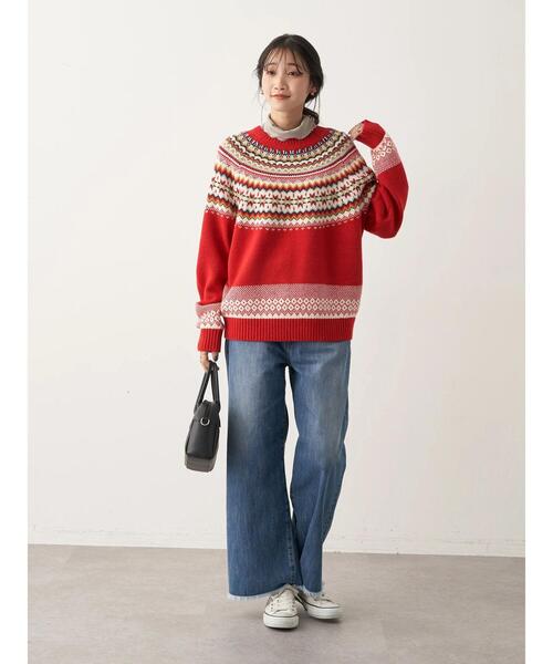 CRAFT STANDARD BOUTIQUE（クラフトスタンダードブティック）の「マルチカラー求心柄ニットプルオーバー　◆（ニット/セーター・レディース・ダークグレー/グリーン/レッド・FREE）」の17枚目の写真