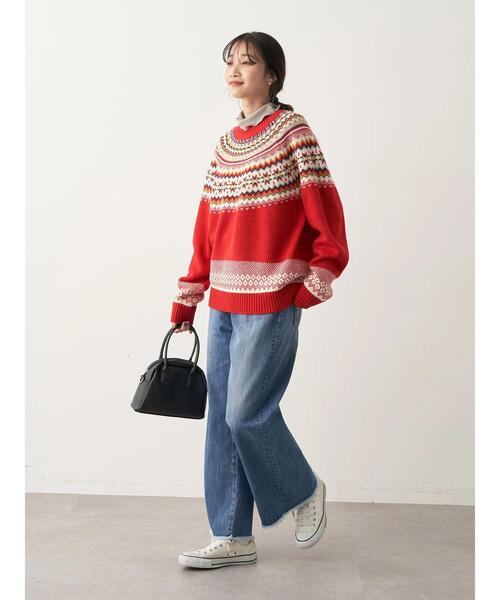 CRAFT STANDARD BOUTIQUE（クラフトスタンダードブティック）の「マルチカラー求心柄ニットプルオーバー　◆（ニット/セーター・レディース・ダークグレー/グリーン/レッド・FREE）」の18枚目の写真
