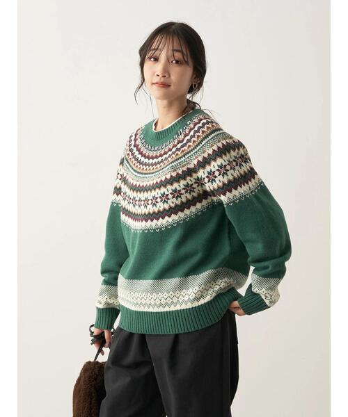 CRAFT STANDARD BOUTIQUE（クラフトスタンダードブティック）の「マルチカラー求心柄ニットプルオーバー　◆（ニット/セーター・レディース・ダークグレー/グリーン/レッド・FREE）」の20枚目の写真